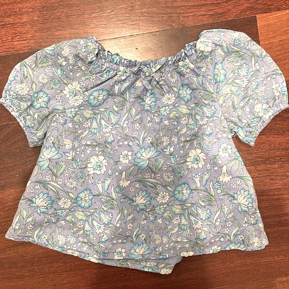 CrewCuts Blue Floral Puff Sleeve T-shirt